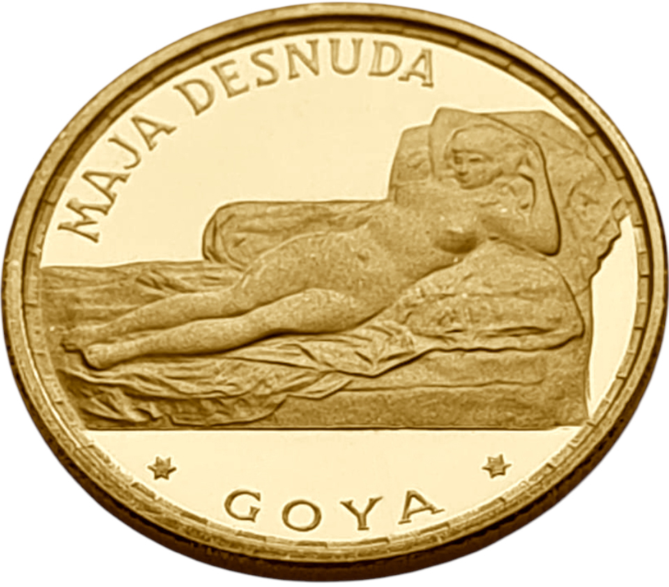 картинка Экваториальная Гвинея. 250 песет 1970 г. Золото 3.52 г*0.900 0.1019 oz. Франсиско Гойя! Маха обнажённая! от магазина Одежда+