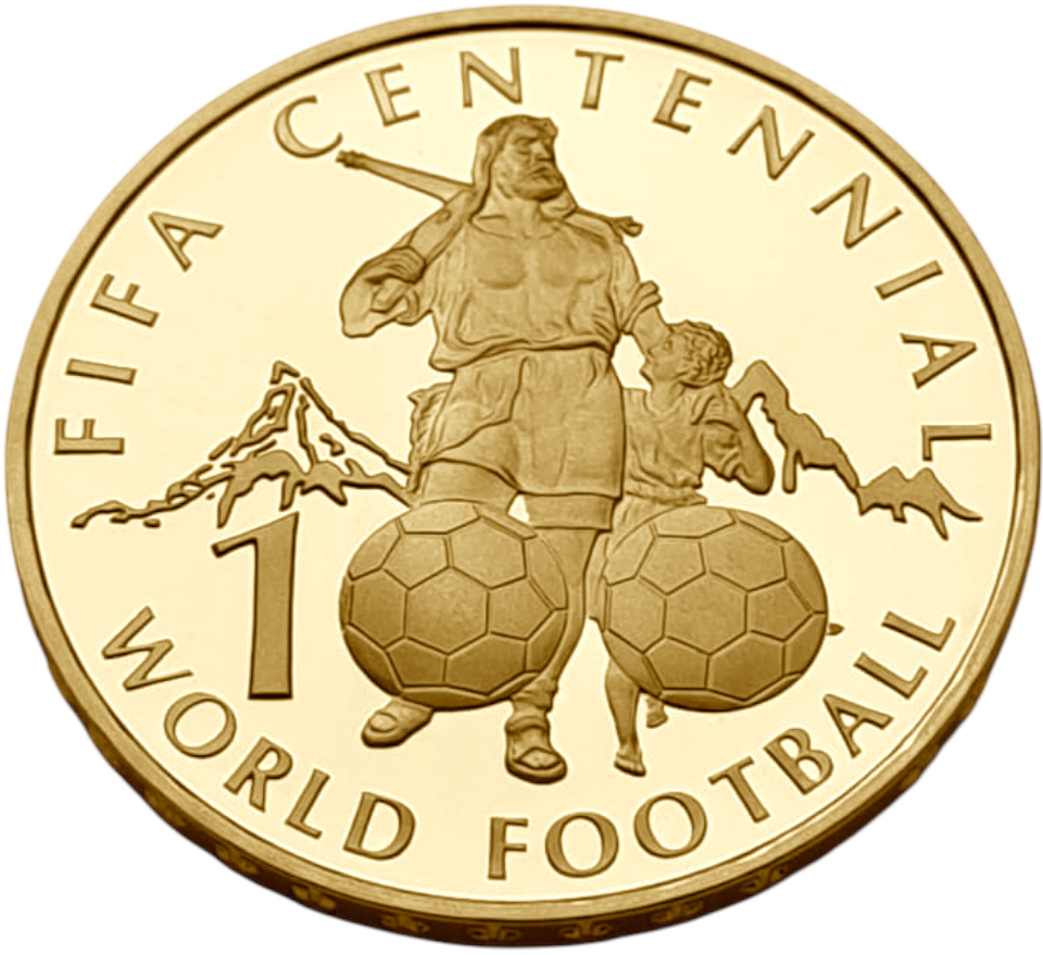 картинка Швейцария. 50 Франков 2004 г. Золото. 11.29 г*0.900 0.3267 oz. Столетие ФИФА! Пруф! от магазина Одежда+