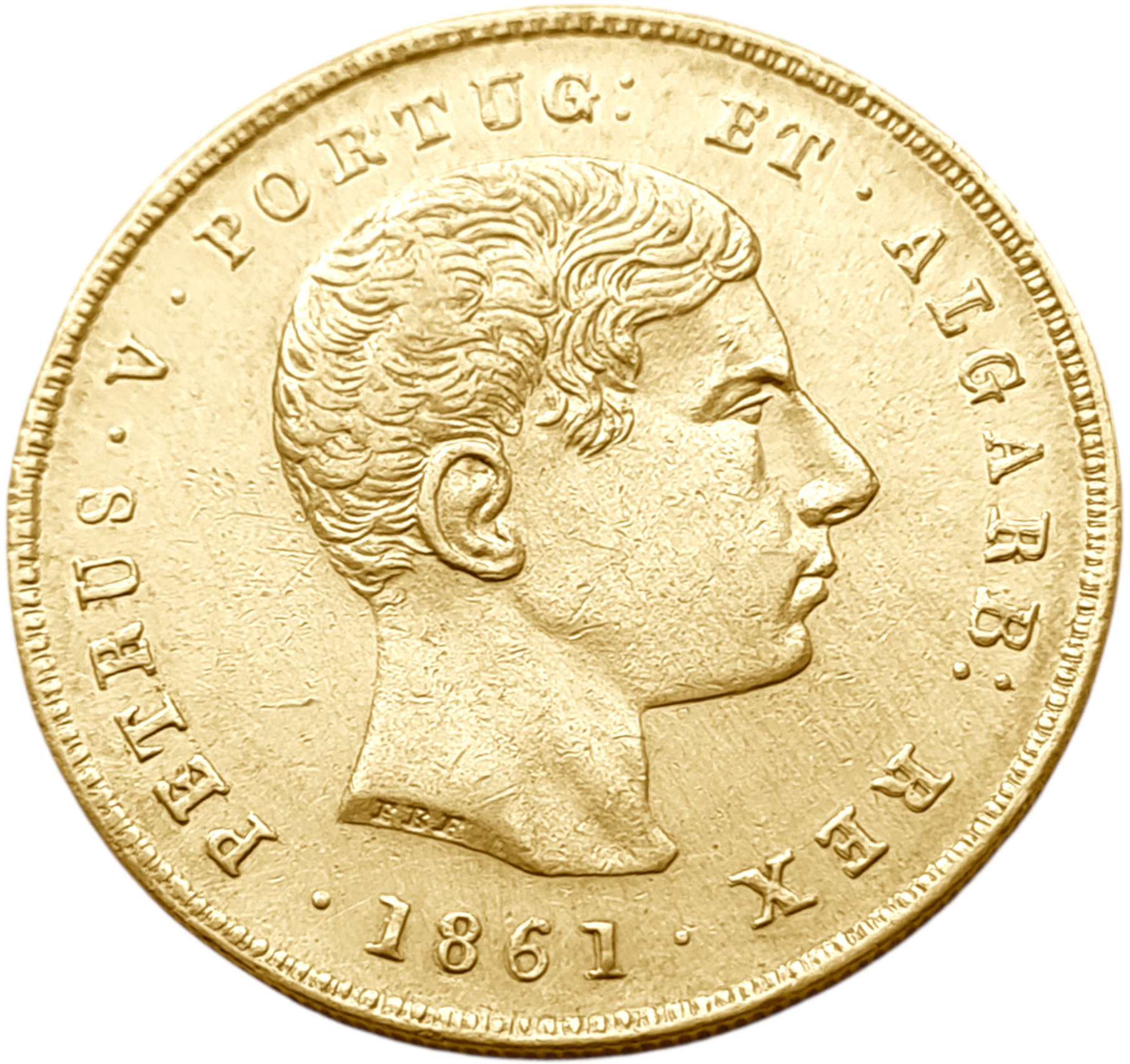 картинка Португалия. 5000 Рейс 1861 г. Золото. 8.8675 г*0.9167 0.2613 oz. от магазина Одежда+