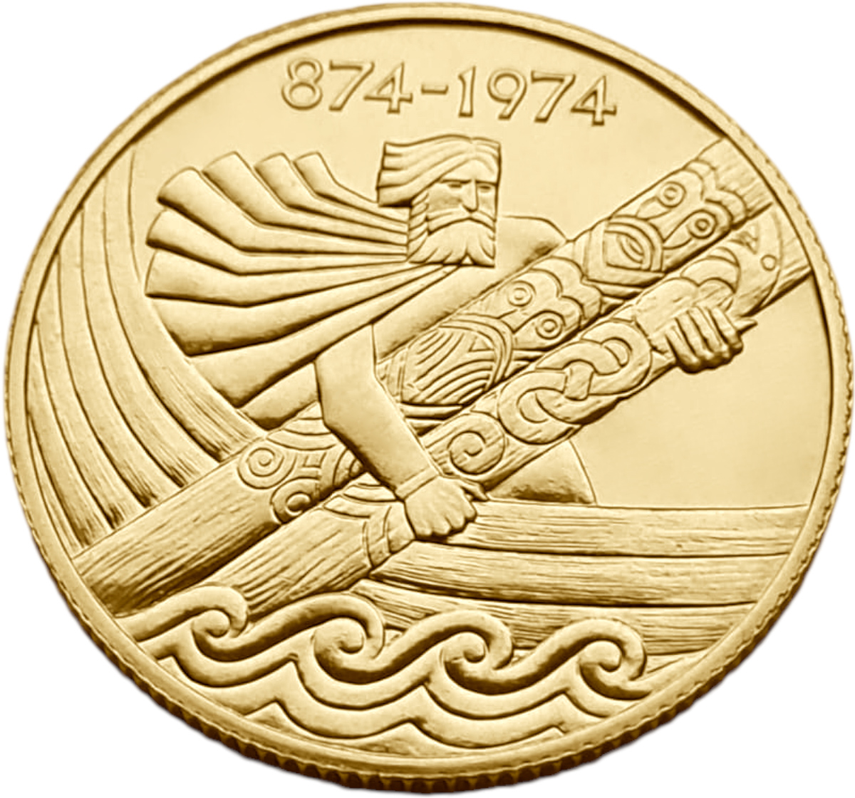 картинка Исландия. 10 000 Крон. 1974 г. Золото 15,5 г*0.900 0,4485 oz. 1100-летие Первого Поселения! от магазина Одежда+