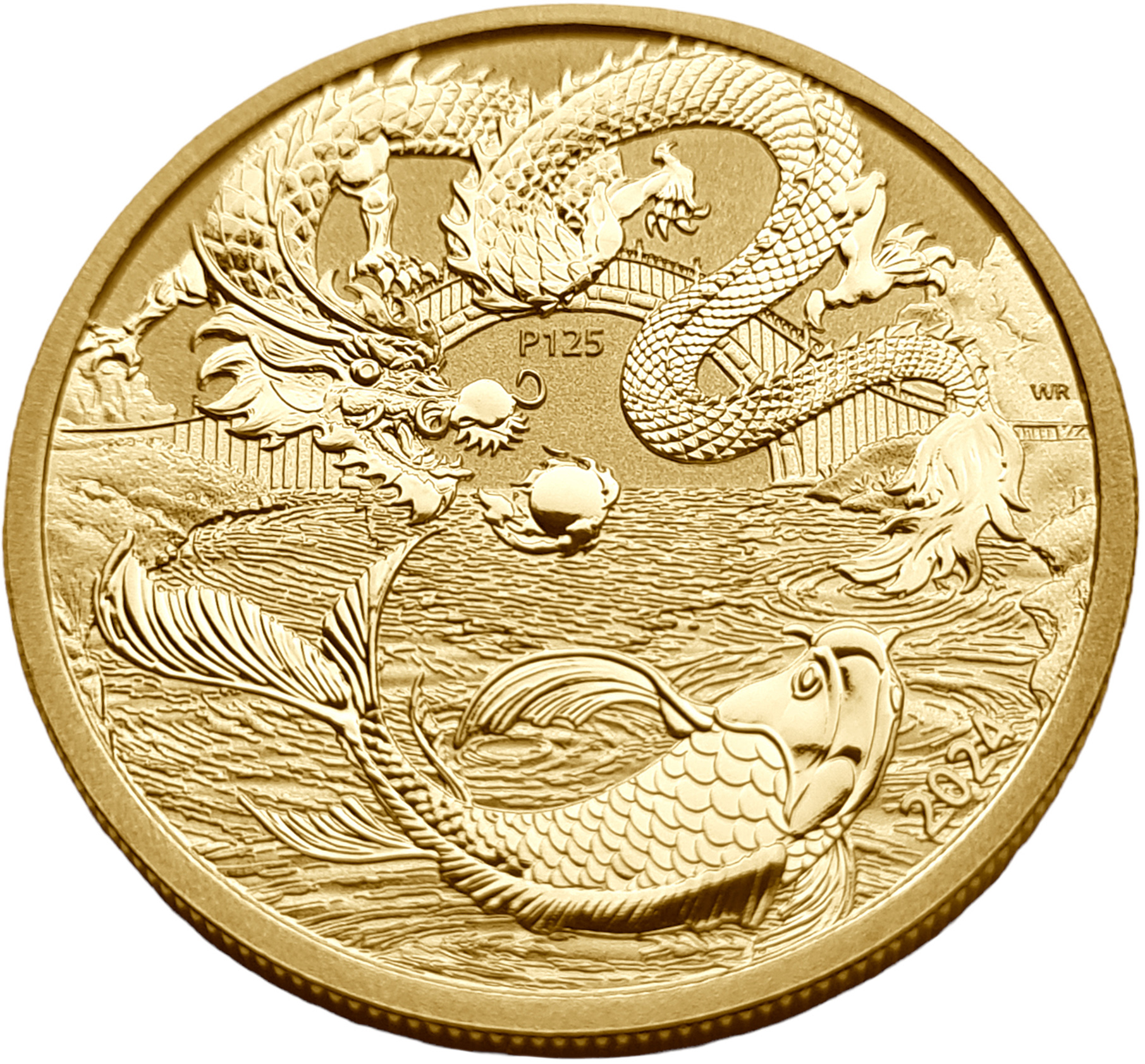 картинка Австралия. 100 Долларов 2024 г. Золото. 31.107 г*0.9999 1.0 oz. Мифы и Легенды! Дракон и Карп Кои! от магазина Одежда+