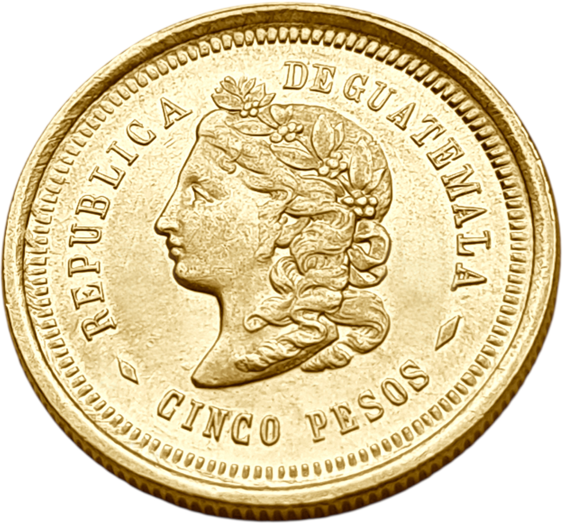 картинка Гватемала. 5 Песо 1874 г. Золото. 8.0645 г*0.900 0.2333 oz. от магазина Одежда+