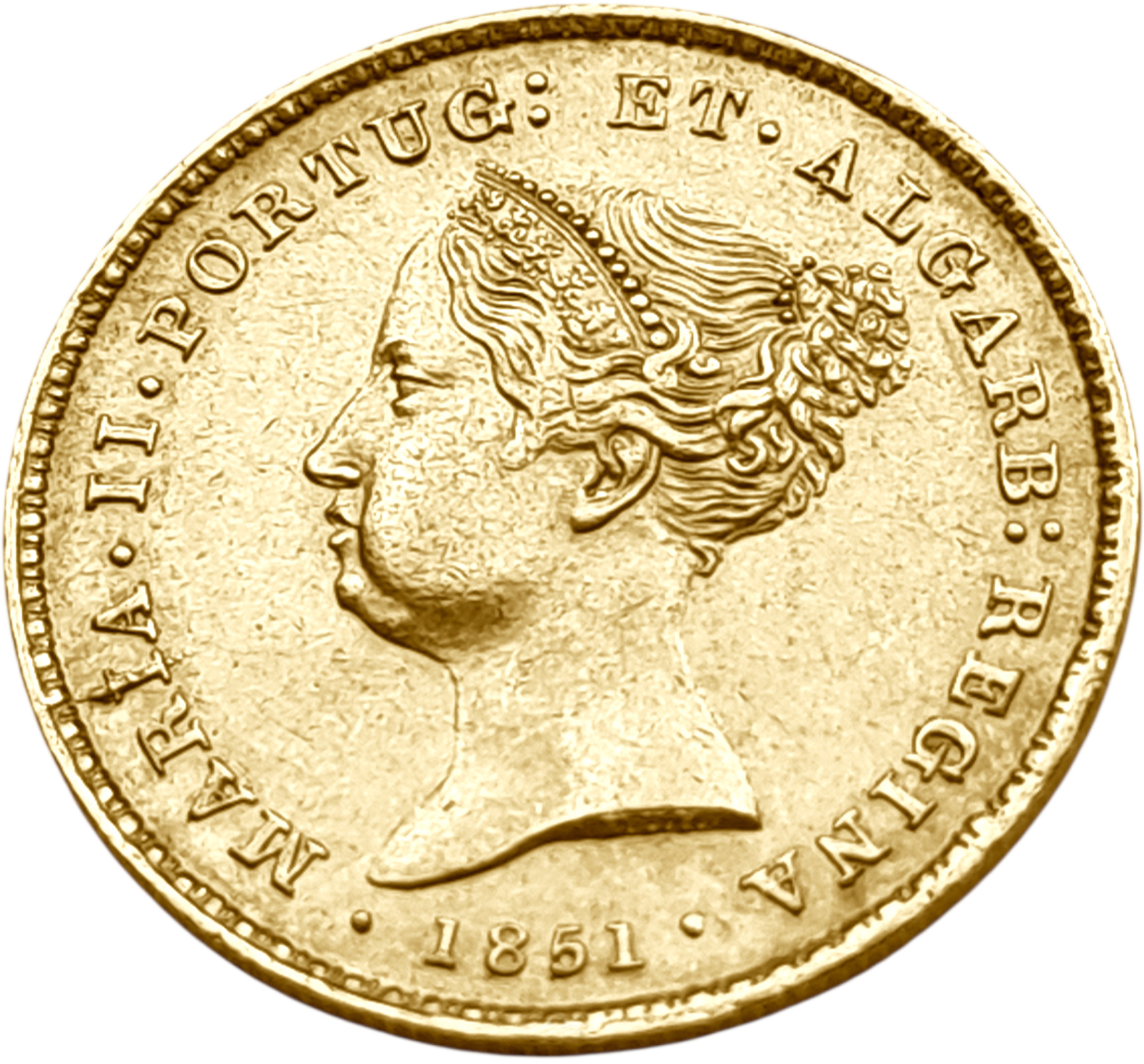 картинка Португалия. 2500 Рейс 1851 г. Золото. 4.48 г*0.917 0.1321 oz. от магазина Одежда+