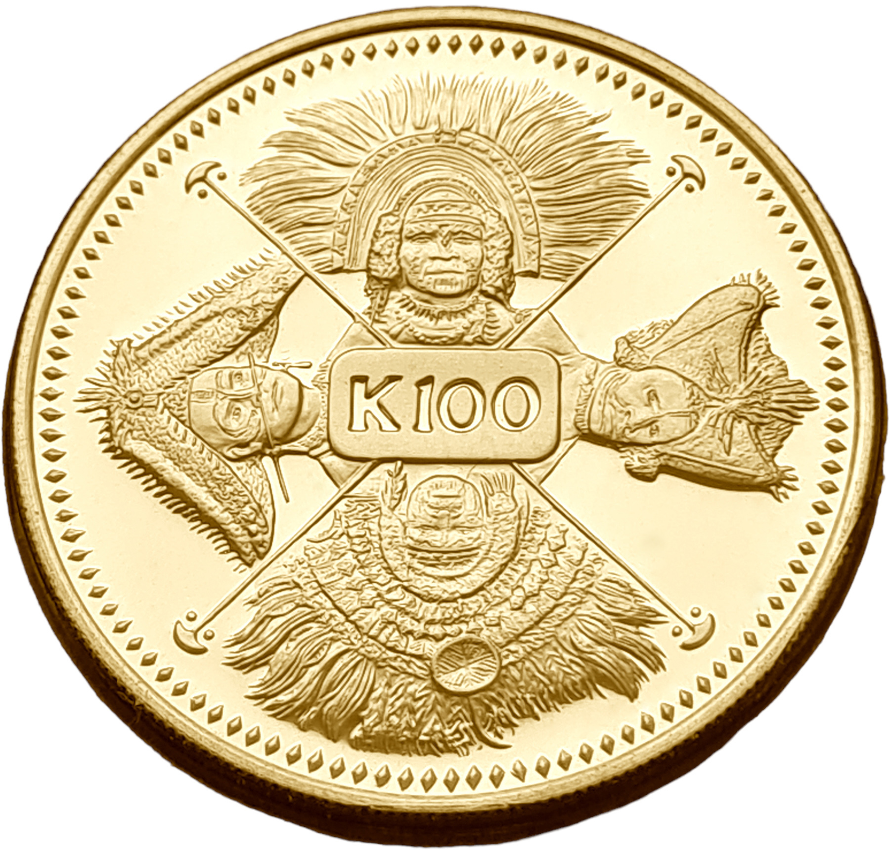 картинка Папуа Новая Гвинея. 100 Кина 1979г. Золото 9.57г*0.900 0.2769 oz. Блистер Монетного Двора! от магазина Одежда+