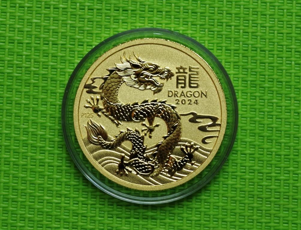 картинка 100 долларов Австралия 2024 год Дракона Лунар 3 золото от магазина Одежда+