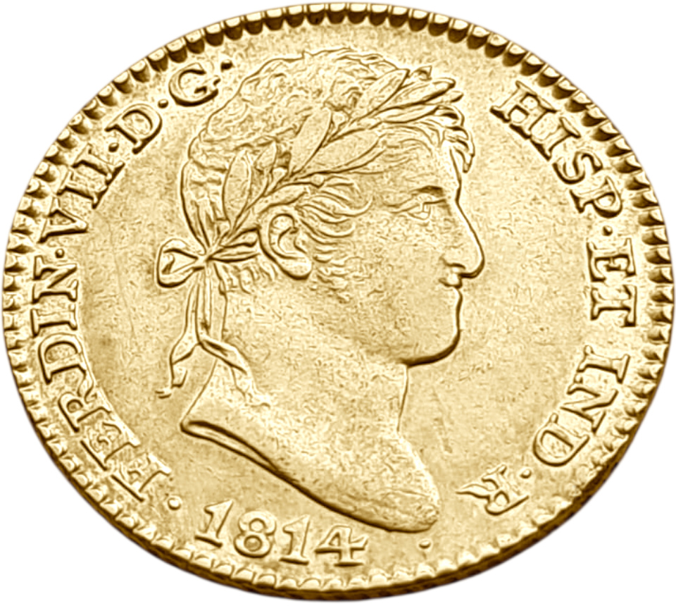 картинка Испания. 2 Эскудо 1814 г. Золото. 6.77 г*0.875 0.1904 oz. от магазина Одежда+