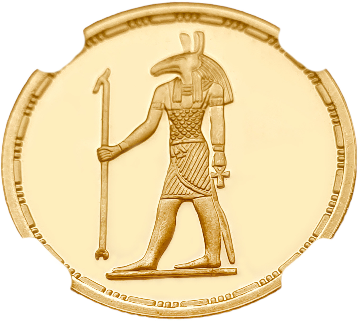 картинка Египет. 50 Фунтов 1994(1415) г. Золото. 8.5 г*0.900 0.246 oz. Бог Сет! СЛАБ NGC PF67 ULTRA CAMEO! от магазина Одежда+