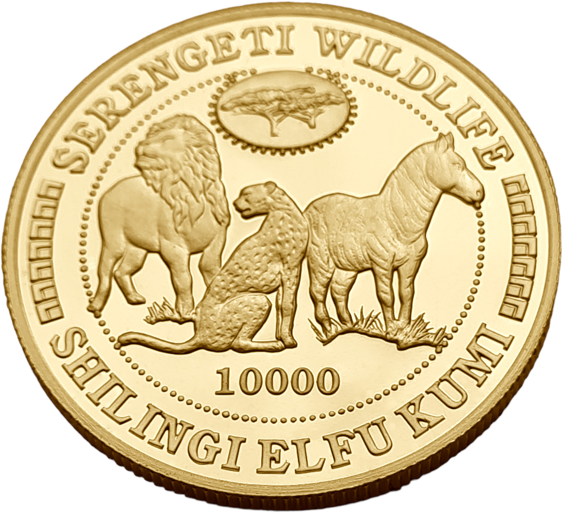 картинка Танзания. 10 000 Шиллингов 1998 г. Золото 31.1035 г*0.9999 1.0 oz. ТИРАЖ 1000 ЭКЗ! от магазина Одежда+