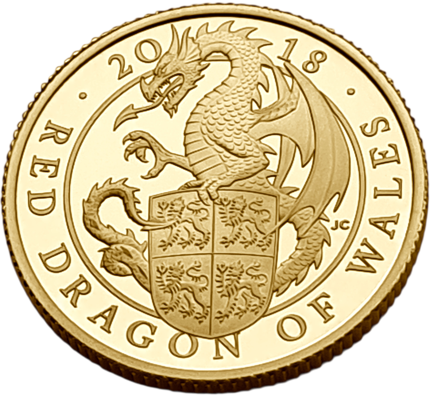 картинка Великобритания. 25 Фунтов 2018 г. Золото. 7.8 г*0.9999 0.2508 oz. Дракон Уэльса! Пруф! от магазина Одежда+