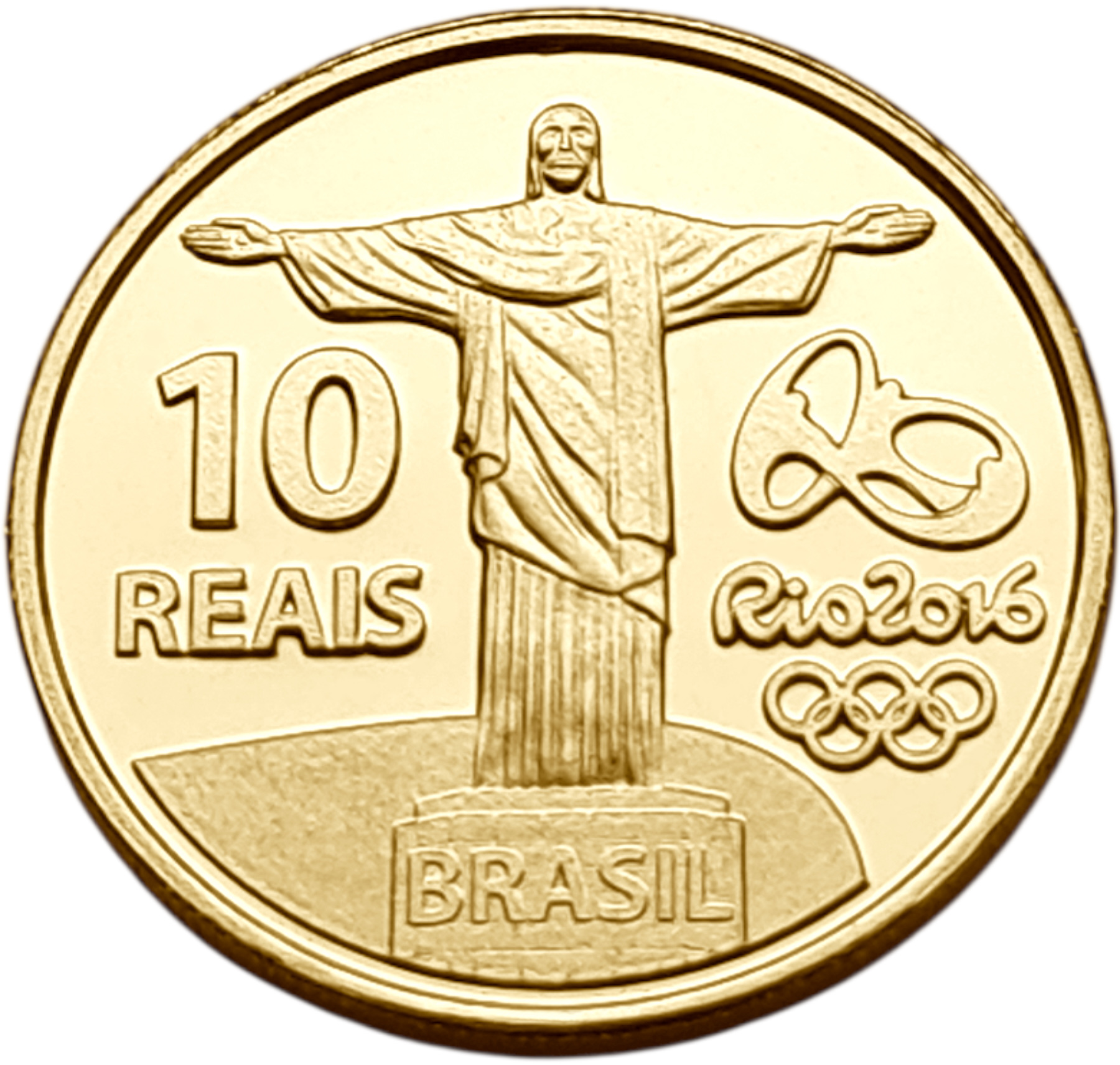 картинка Бразилия. 10 Рейс 2015 г. Золото. 4.4 г*0.900 0.1273 oz. Олимпиада! Бег! Сертификат! от магазина Одежда+