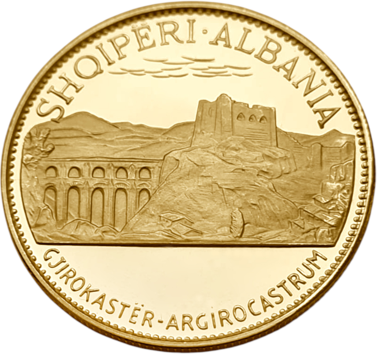 картинка Албания. 50 Леков 1970 г. Золото. 9.87 г*0.900 0.2856 oz. Руины Аргирокаструма! от магазина Одежда+