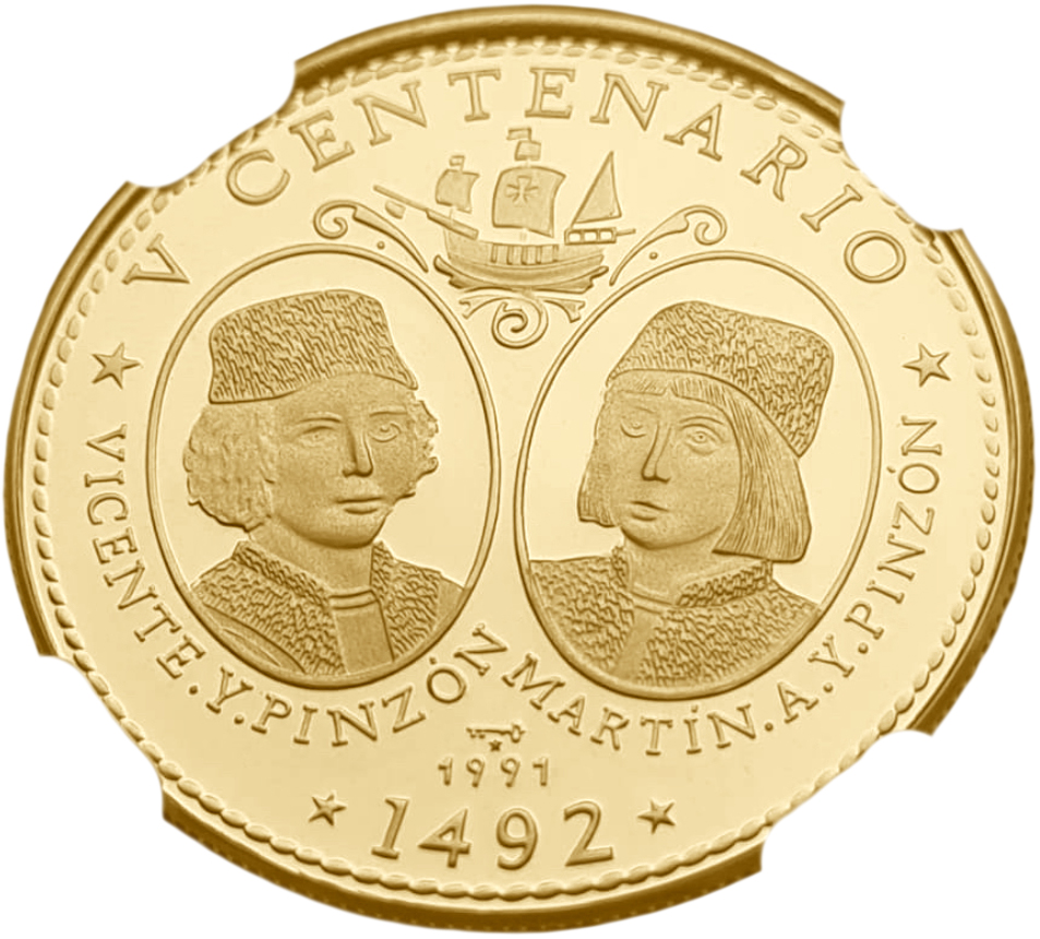 картинка Куба. 50 Песо 1991 г. Золото 15.55 г*0.999 0.5 oz. Братья Пинсон! СЛАБ NGC PF 69 ULTRA CAMEO! ТИРАЖ 200 ЭКЗ! от магазина Одежда+