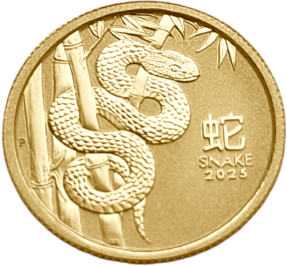 картинка Австралия. 15 Долларов 2025 г. Золото. 3.11г*0.9999 0.1 oz. Год Змеи! от магазина Одежда+