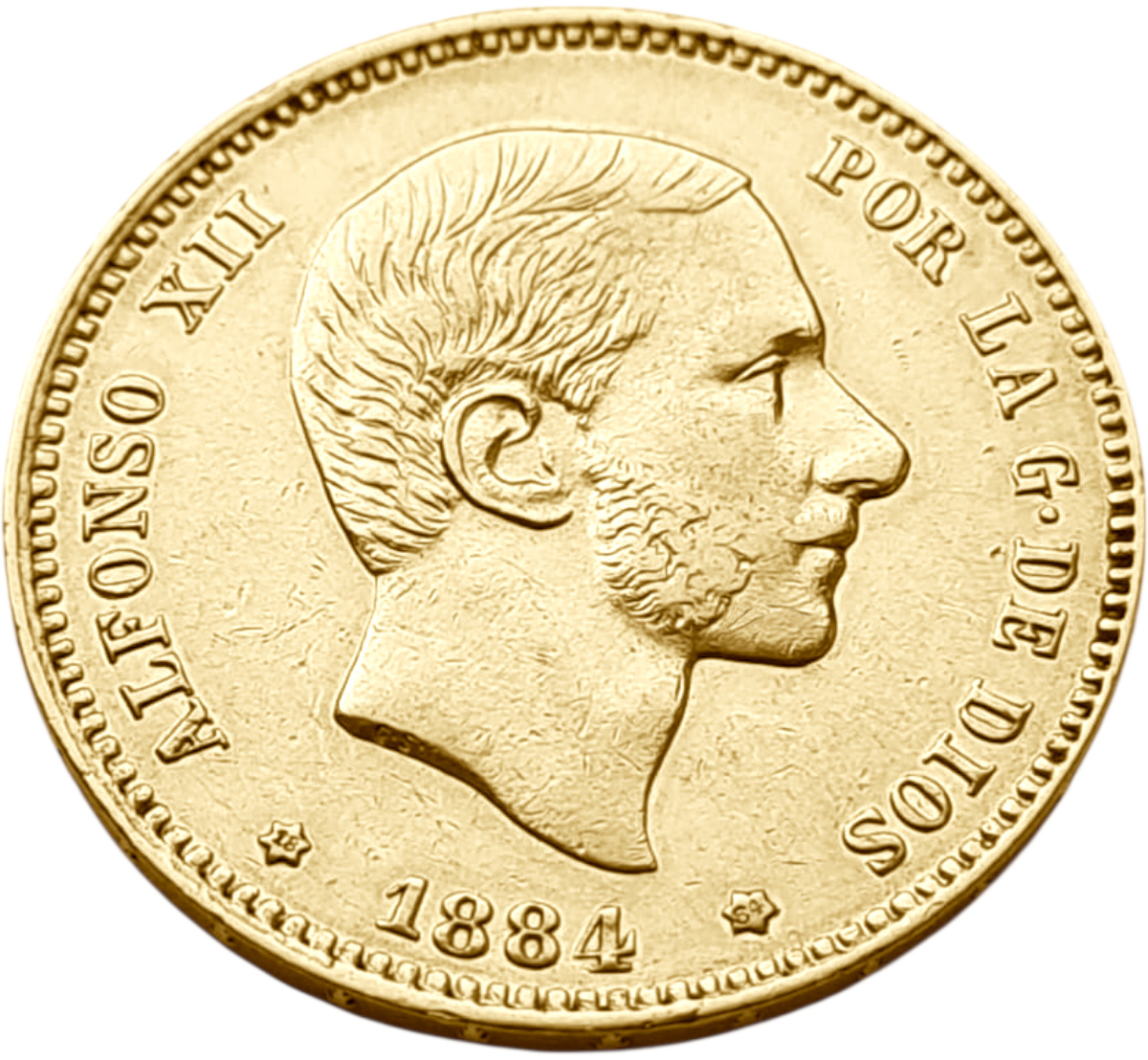 картинка Испания. 25 Песет 1884(1884) г. Золото. 8.0645 г*0.900 0.2333 oz. от магазина Одежда+