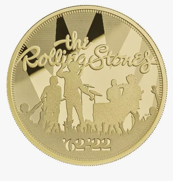 картинка 100 фунтов. 2022 г. Серия Легенды музыки группа Rolling Stones. Au 31.1 г. от магазина Одежда+