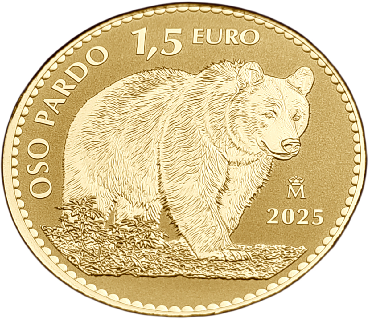 картинка Испания. 1.5 Евро 2025 г. Золото. 31.104 г*0.9999 1.0 oz. Бурый Медведь! от магазина Одежда+