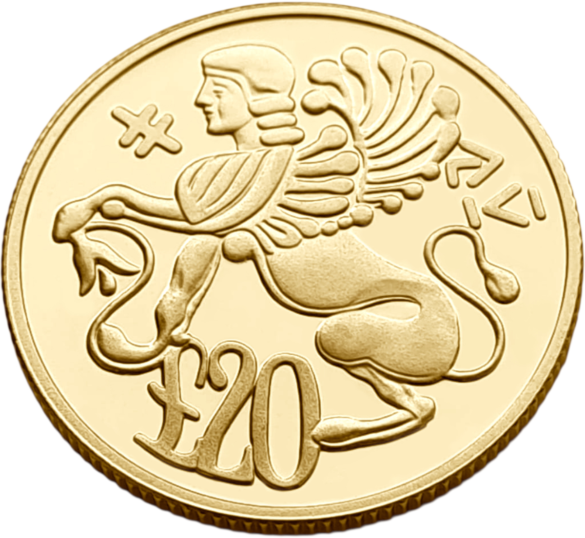 картинка Кипр. 20 Фунтов 1990 г. Золото. 7.988 г*0.917 0.2355 oz. 30-летие Республики! Сертификат! от магазина Одежда+