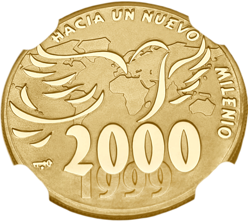 картинка Куба. 50 Песо 2000 г. Золото. 15.55 г*0.999 0.5 oz. Миллениум! СЛАБ NGC PF 68 ULTRA CAMEO! от магазина Одежда+