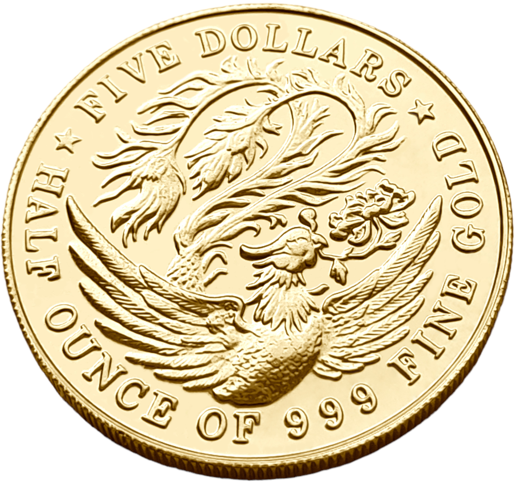 картинка Сингапур. 5 долларов 1984 г. Золото. 15.55 гр*0.999 0.5 oz. Феникс! от магазина Одежда+