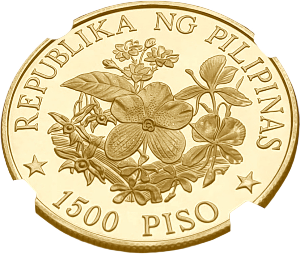 картинка Филиппины. 1500 песо 1978 г. Золото. 20.45 г*0.900 0.5917 oz. СЛАБ NGC PF 69 ULTRA CAMEO! от магазина Одежда+