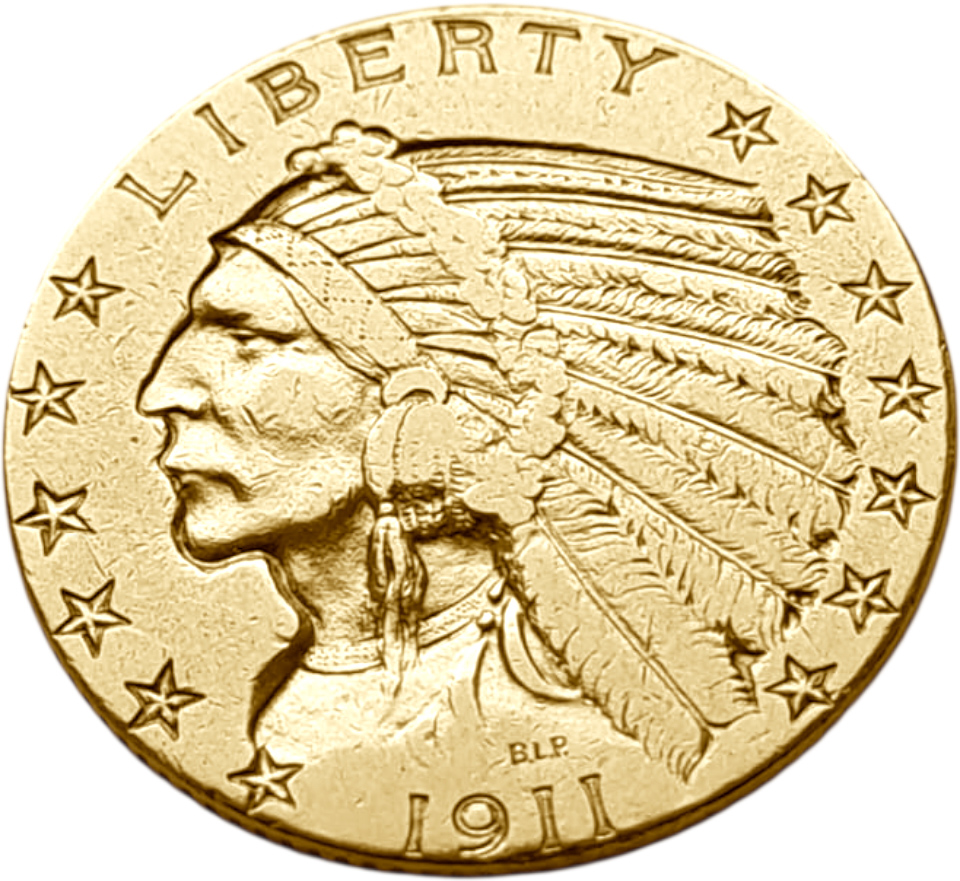 картинка США. 5 Долларов 1911 г. Золото. 8.359 г*0.900 0.2419 oz. от магазина Одежда+