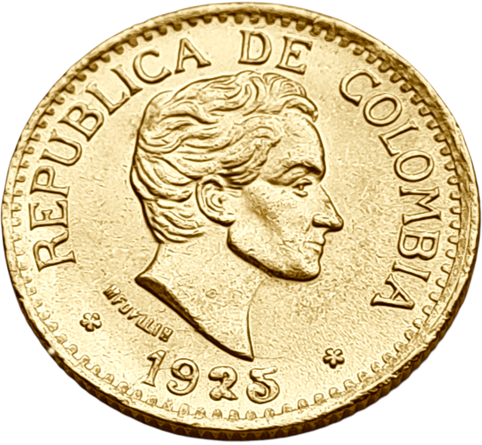 картинка Колумбия. 5 Песо 1925 г. Золото. 7.9881 г*0.917 0.2355 oz. от магазина Одежда+