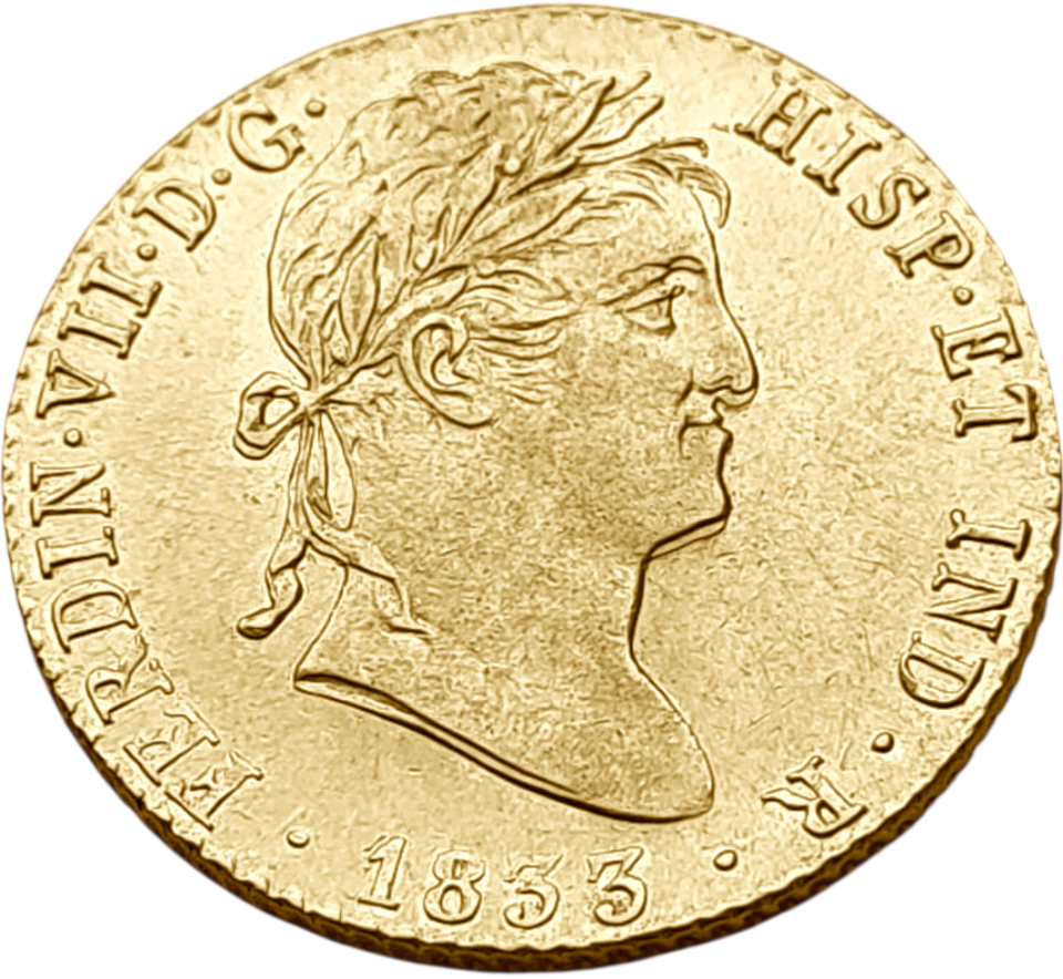 картинка Испания. 2 Эскудо 1833 г. Золото. 6.77 г*0.875 0.1904 oz. от магазина Одежда+