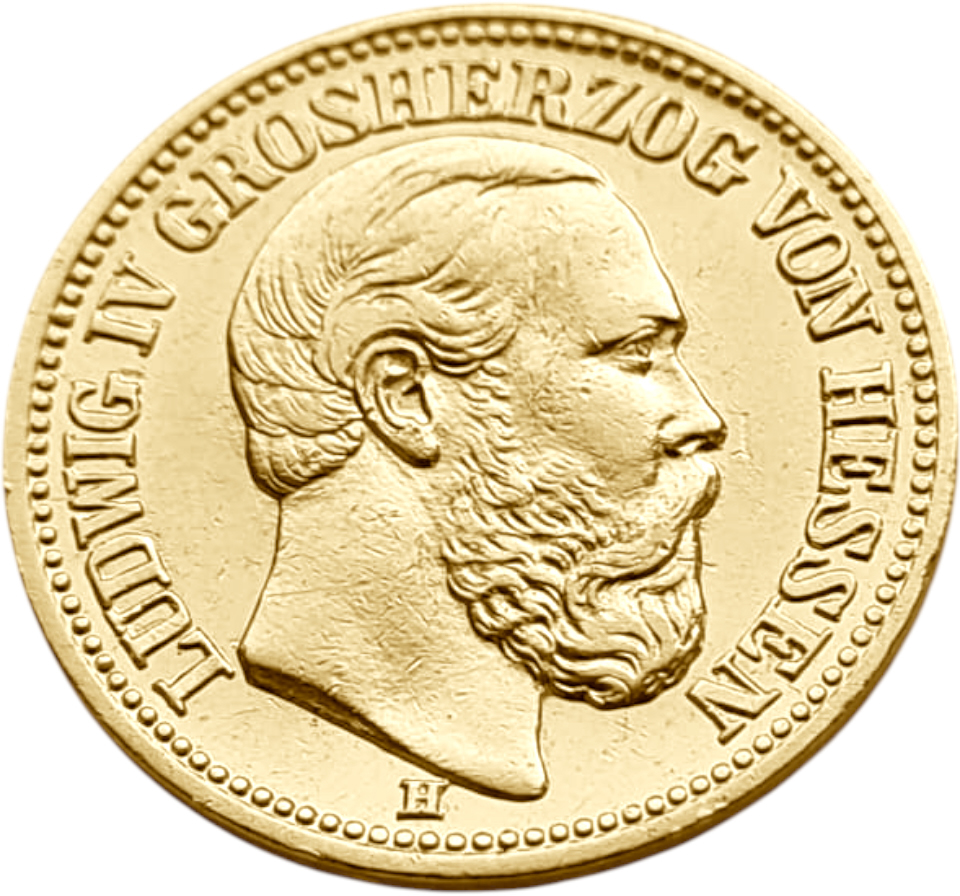 картинка Гессен. 10 Марок 1879 г. Золото. 3.982 г*0.900 0.1152 oz. от магазина Одежда+