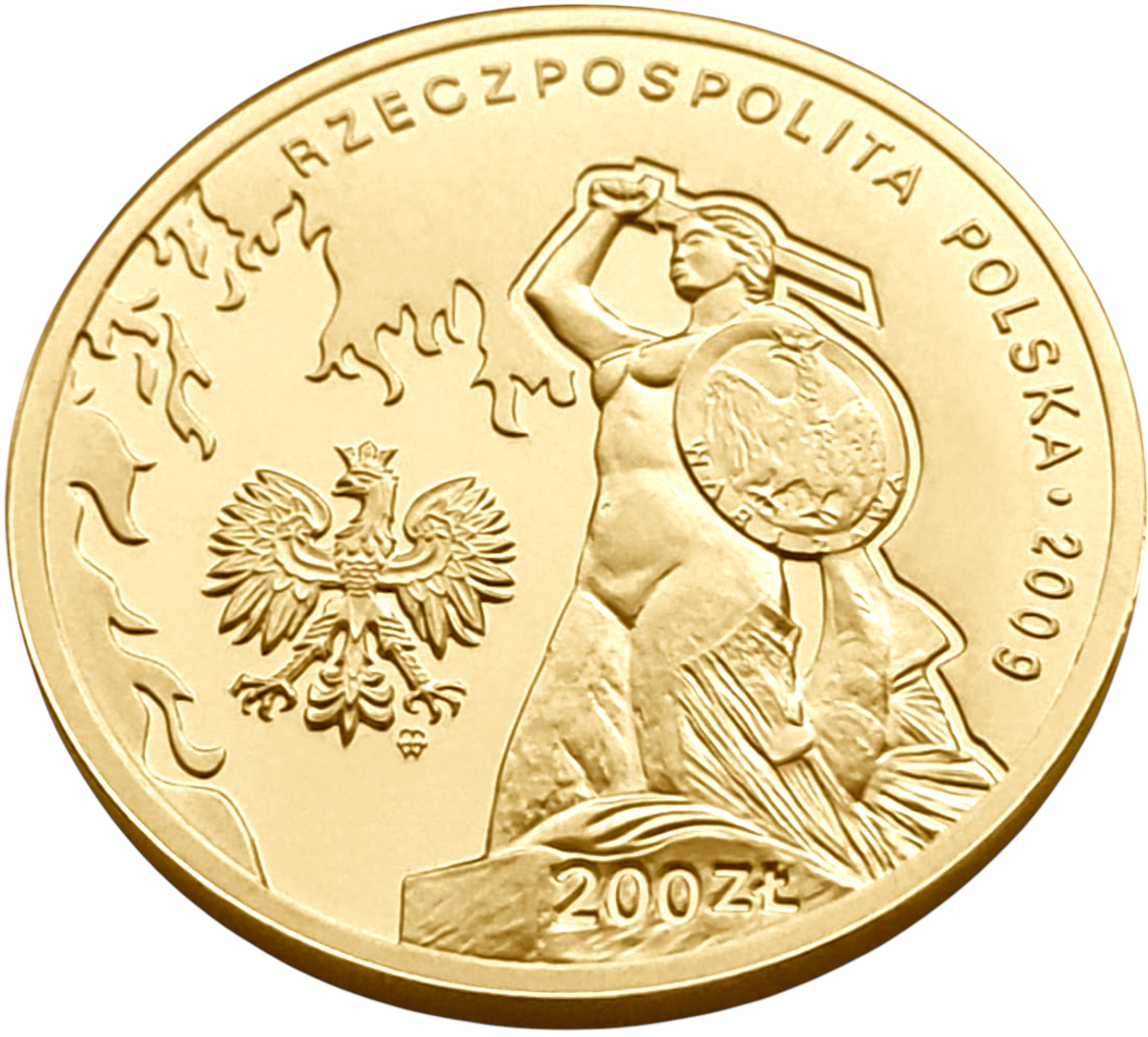 картинка Польша. 200 Злотых 2009 г. Золото. 15.5 г*0.900 0.4485 oz. Осада Варшавы в 1939г. от магазина Одежда+