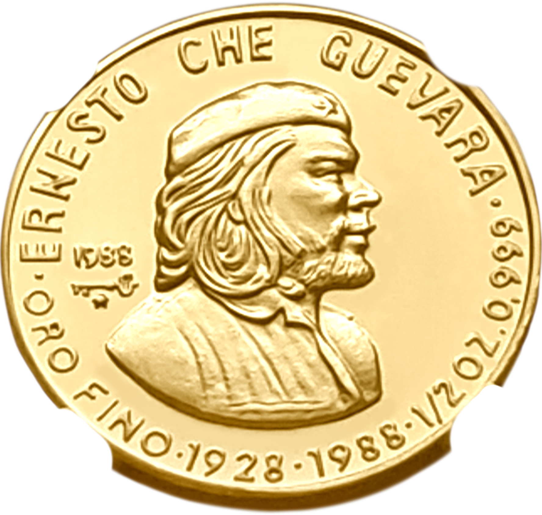 картинка Куба. 50 Песо 1988г. Золото. 15.55 г*0.999 0.5 oz. Че Гевара! Пруф! СЛАБ NGC PF 68 ULTRA CAMEO! ТИРАЖ 150 ЭКЗ! от магазина Одежда+