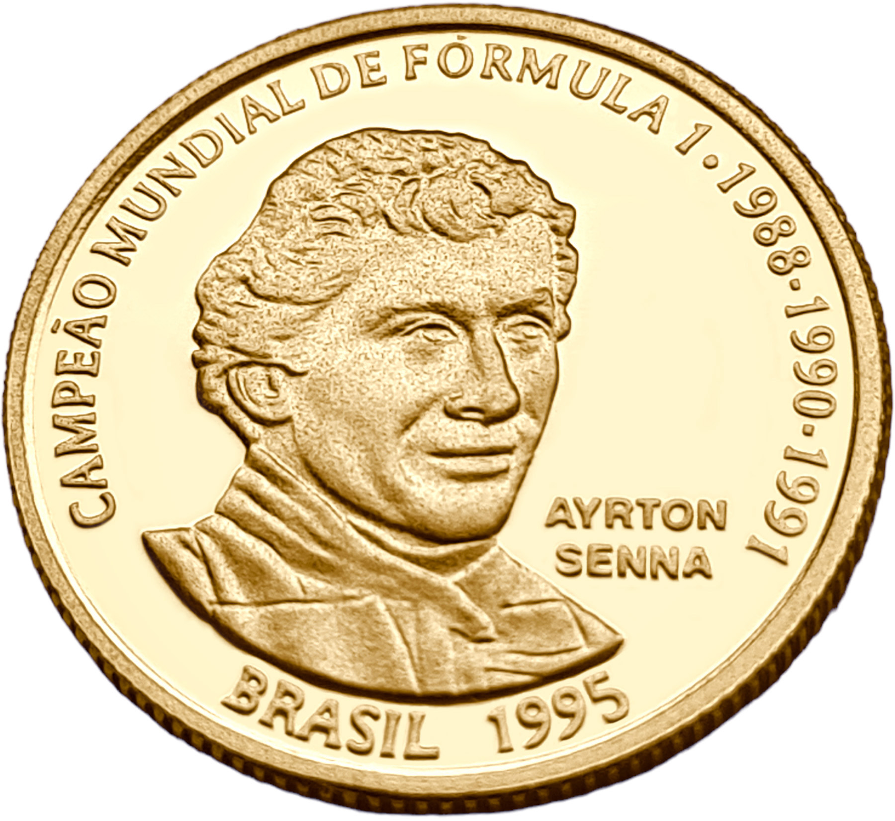 картинка Бразилия. 20 рейс 1995 г. Золото. 8.0 гр*0.900 0.2315 oz. Формула-1! Айртон Сенна! от магазина Одежда+