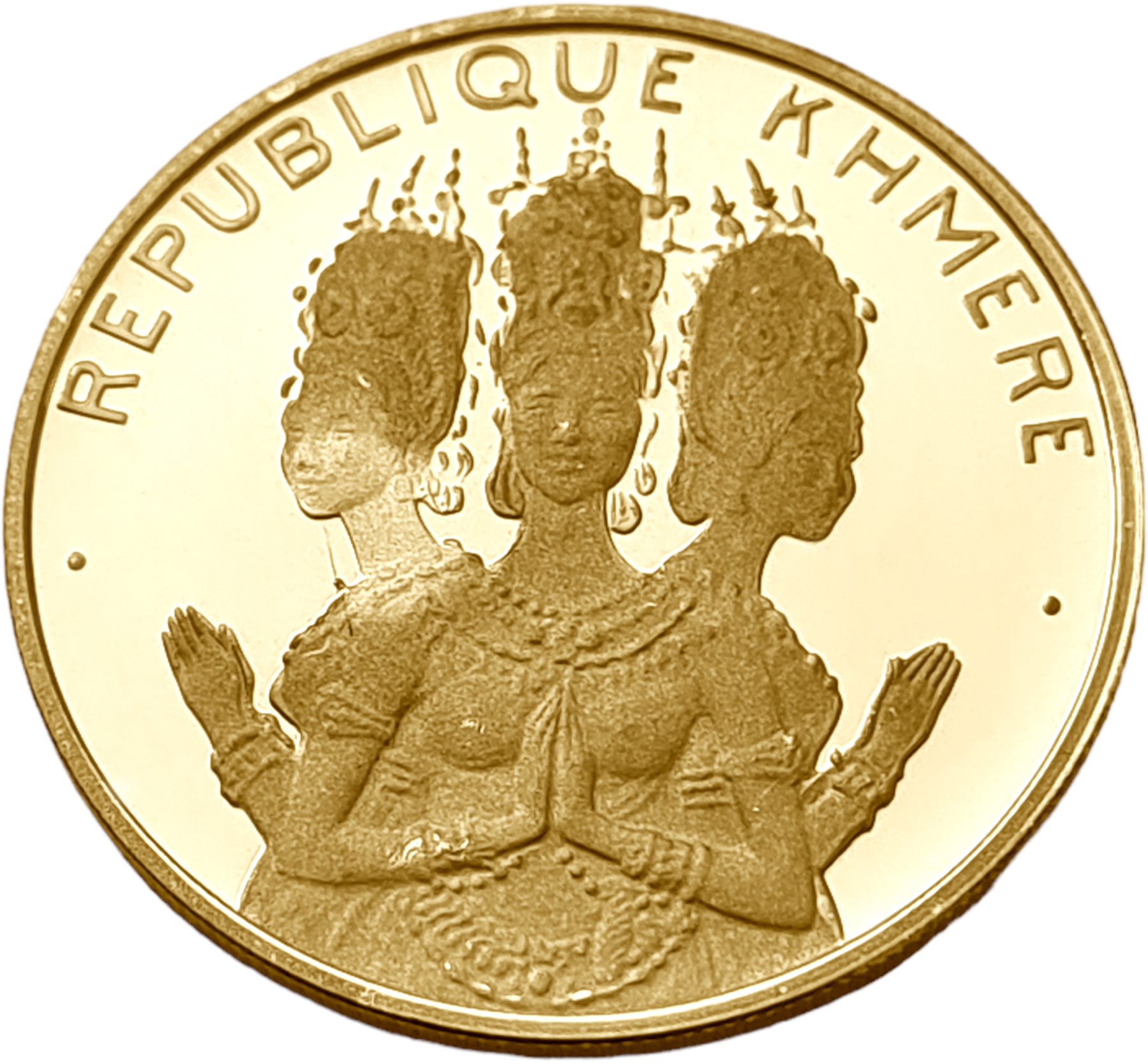 картинка Камбоджа. 50000 Риелей 1974 г. Золото. 6.71 г*0.900 0.1942 oz. Кхмерская Республика! от магазина Одежда+