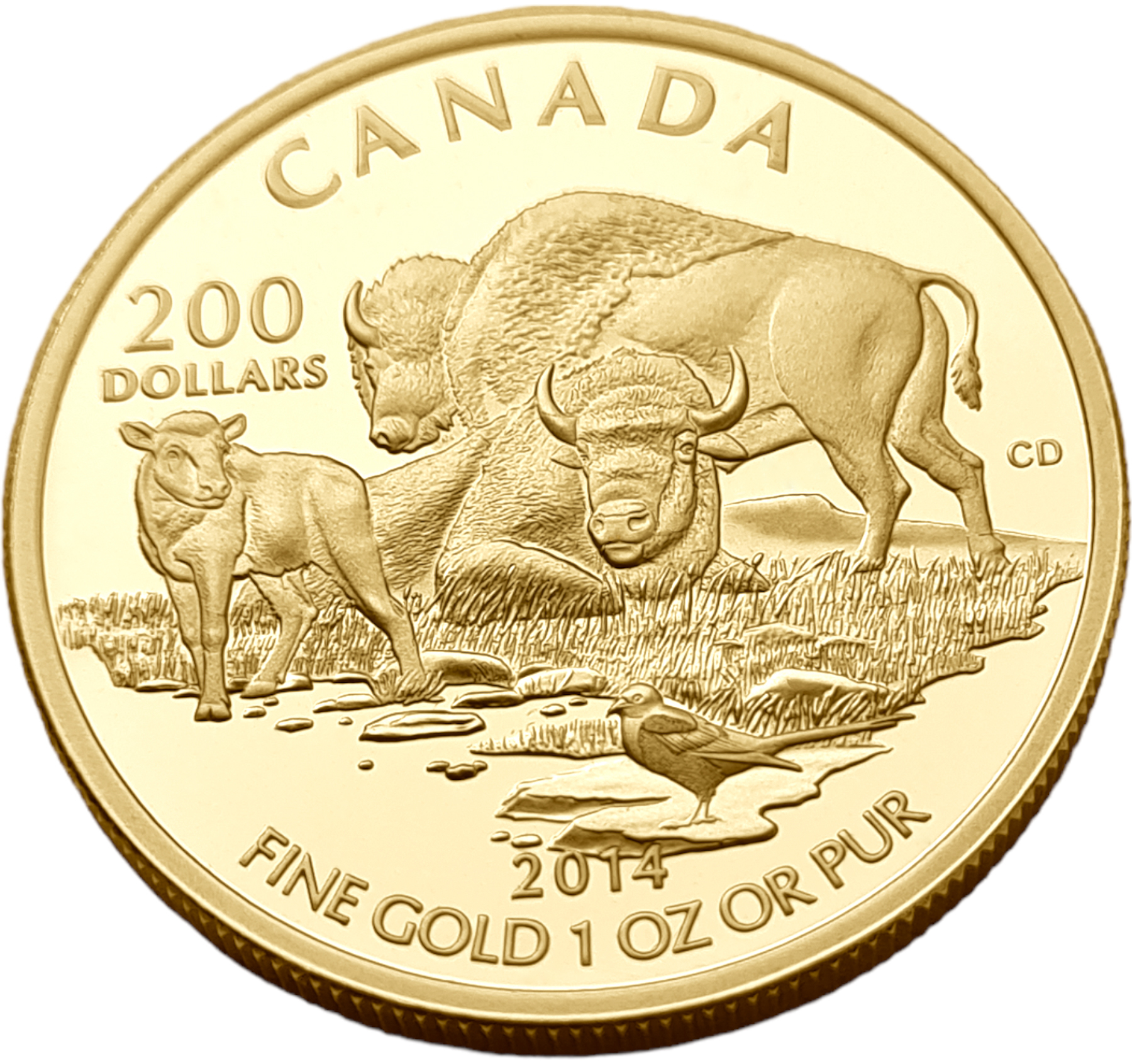 картинка Канада. 200 долларов 2014 г. Золото. 31.16 г*0.9999 1.0 oz. Пруф! ТИРАЖ 350 ЭКЗ! от магазина Одежда+