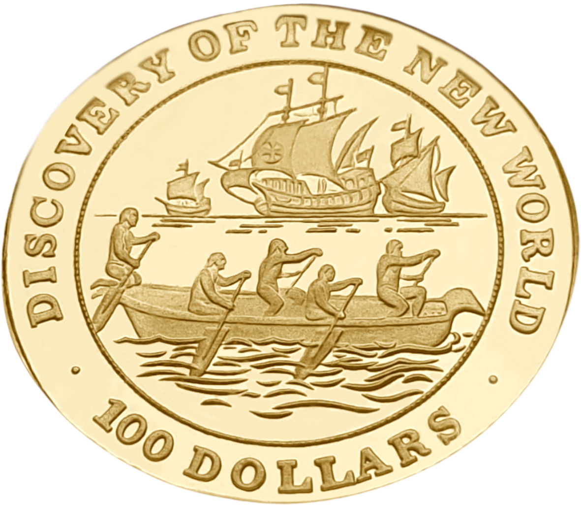 картинка Багамские Острова. 100 Долларов 1991 г. Золото. 6.48 г*0.900 0.1875 oz. СЛАБ NGC PF 68 ULTRA CAMEO! от магазина Одежда+