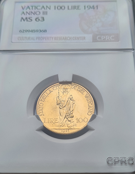 картинка Ватикан. 100 Лир 1941 г. Золото. 5.19 г*0.900 0.1502 oz. от магазина Одежда+ 3