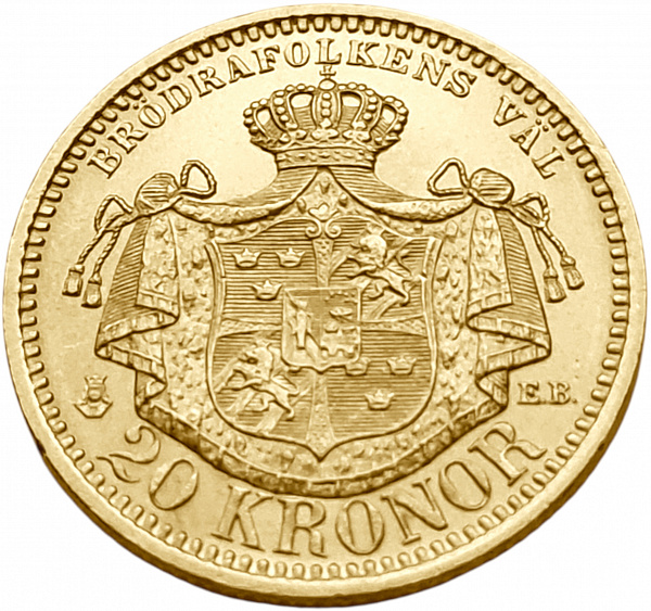картинка Швеция. 20 Крон 1902 г. Золото. 8.96 г*0.900 0.2593 oz. от магазина Одежда+ 2