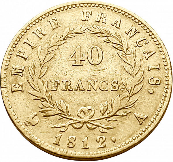 картинка Франция. 40 Франков 1812 г. Золото. 12.9039 г*0.900 0.3734 oz. от магазина Одежда+ 2