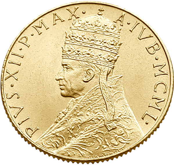картинка Ватикан. 100 Лир 1950 г. Золото. 5.19 г*0.900 0.1502 oz. от магазина Одежда+ 2