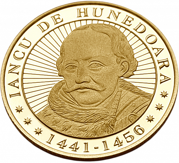 картинка Румыния. 100 Леев 2016 г. Золото. 6.45 г*0.999 0.2072 oz. ТИРАЖ 250 ЭКЗ! Янку де Хунедоара (Янош Хуньяди). СЛАБ ННР PF 70! от магазина Одежда+
