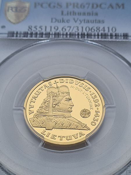 картинка Литва. 100 Литов 2000 г. Золото. 7.78 г*0.999 0.25 oz. Князь Витовт! СЛАБ PCGS PR 67 DCAM! от магазина Одежда+ 3