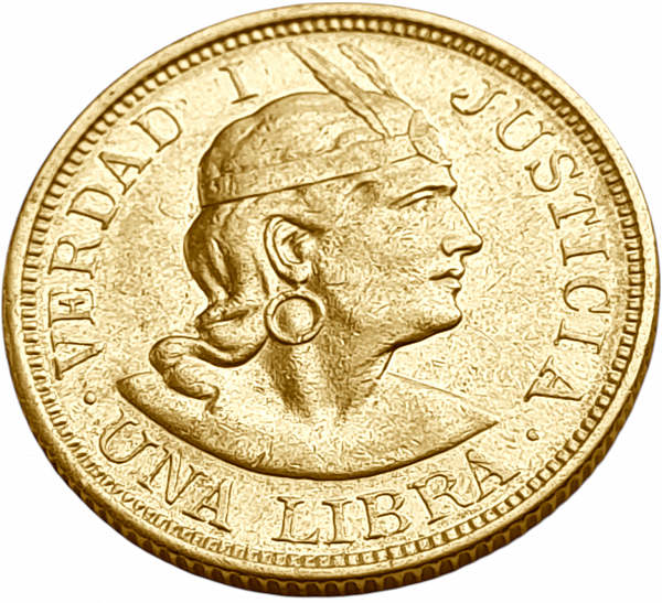 картинка Перу. 1 Либра 1898 г. Золото. 7.9881 г*0.917 0.2355 oz. от магазина Одежда+