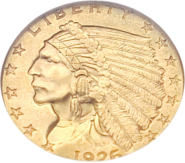 картинка США. 2 1/2 Доллара 1926 г. Золото. 4.18 г*0.900 0.121 oz. СЛАБ NGC MS 62! от магазина Одежда+