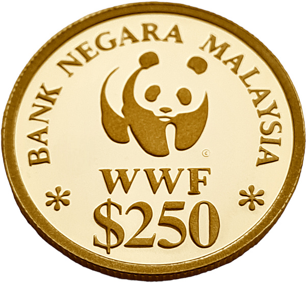 картинка Малайзия. 250 Ринггит 1992 г. Золото. 8.6 г*0.900 0.2488 oz. Леопард! от магазина Одежда+ 2