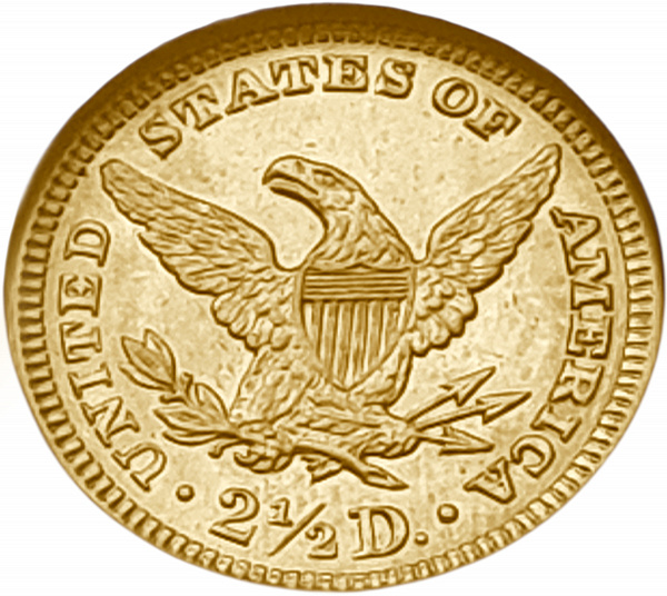 картинка США. 2 1/2 Доллара 1907 г. Золото. 4.18 г*0.900 0.1209 oz. СЛАБ NGC MS 62! от магазина Одежда+ 2