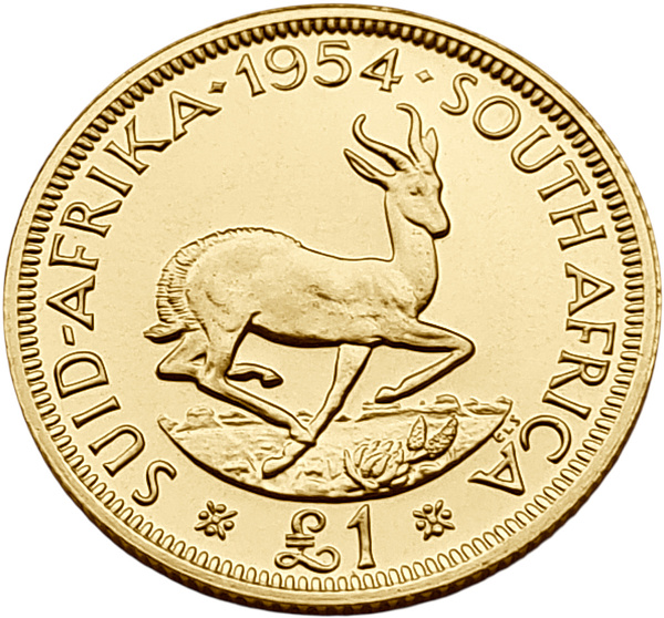 картинка ЮАР. 1 Фунт 1954 г. Золото. 7.99 г*0.917 0.2355 oz. от магазина Одежда+ 2