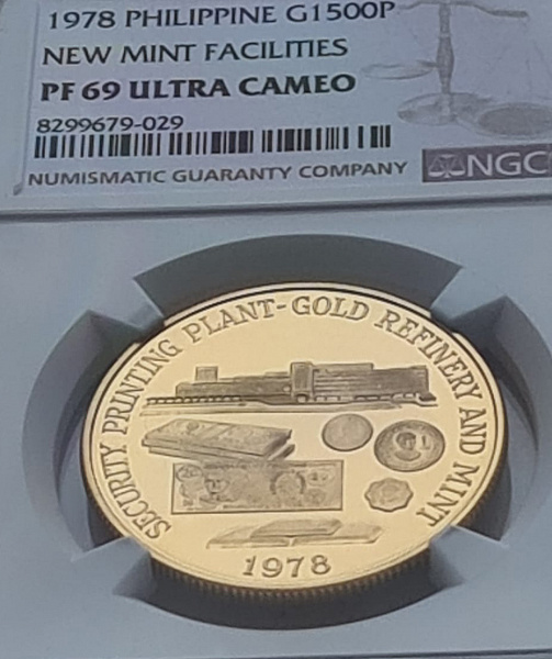 картинка Филиппины. 1500 песо 1978 г. Золото. 20.45 г*0.900 0.5917 oz. СЛАБ NGC PF 69 ULTRA CAMEO! от магазина Одежда+ 3