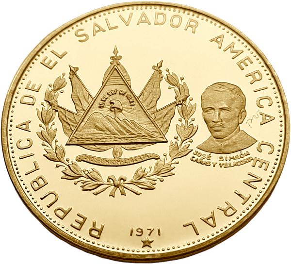 картинка Сальвадор. 100 Колон 1971 г. Золото. 11.8 г*0.900 0.3414 oz. СЛАБ NGC PF 68 ULTRA CAMEO! от магазина Одежда+ 2