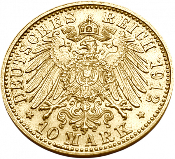 картинка Бавария. 10 Марок 1912 г. Золото. 3.982 г*0.900 0.1152 oz. от магазина Одежда+ 2
