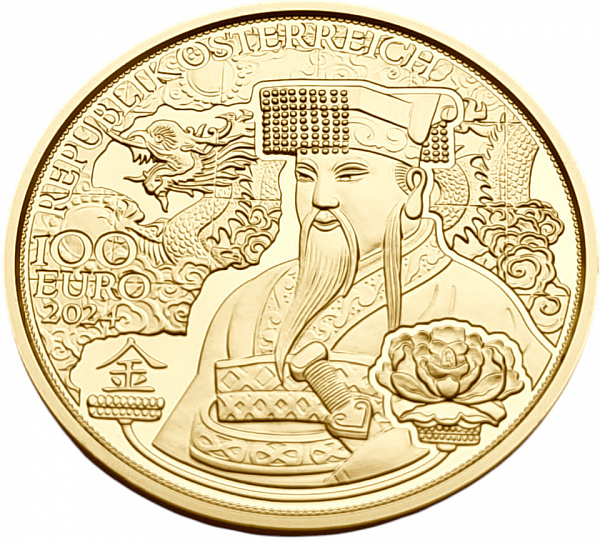 картинка Австрия. 100 Евро 2024г. Золото 15.78 г*0.986 0.5 oz. Золото Китая! Ориг. Коробка, Сертификат! от магазина Одежда+