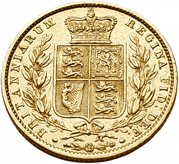картинка Великобритания. 1 Соверен 1857 г. Золото. 7.99 г*0.9167 0.2355 oz. от магазина Одежда+ 2